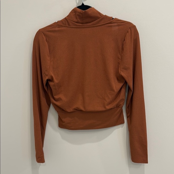 ASTR the Label Brown Mock Neck Shrug Long Sleeve Top - Picture 4 of 4